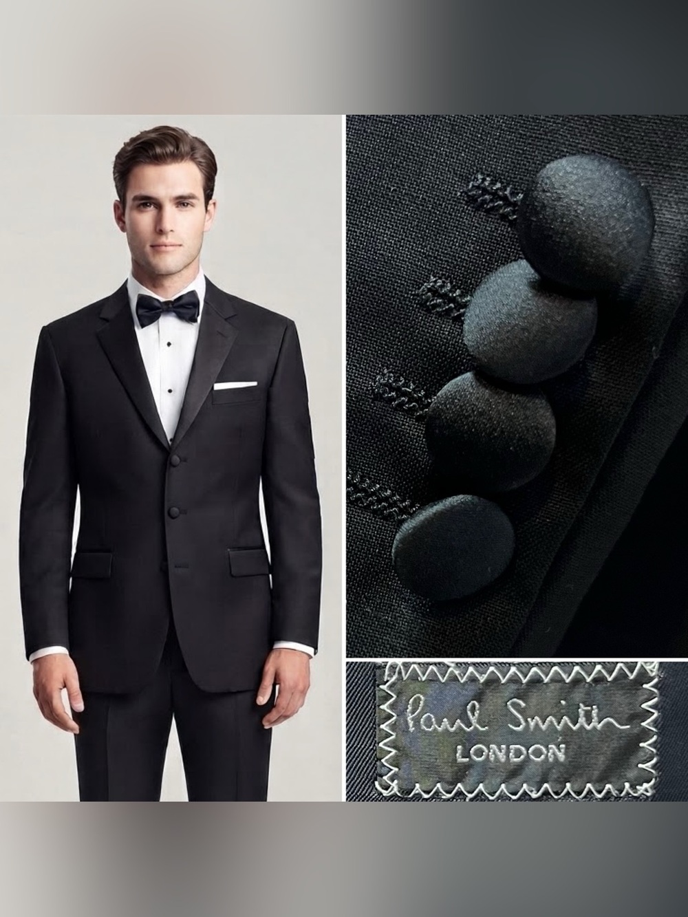 Paul Smith London Men’s 42L Black Wool & Mohair Vintage Tuxedo Jacket